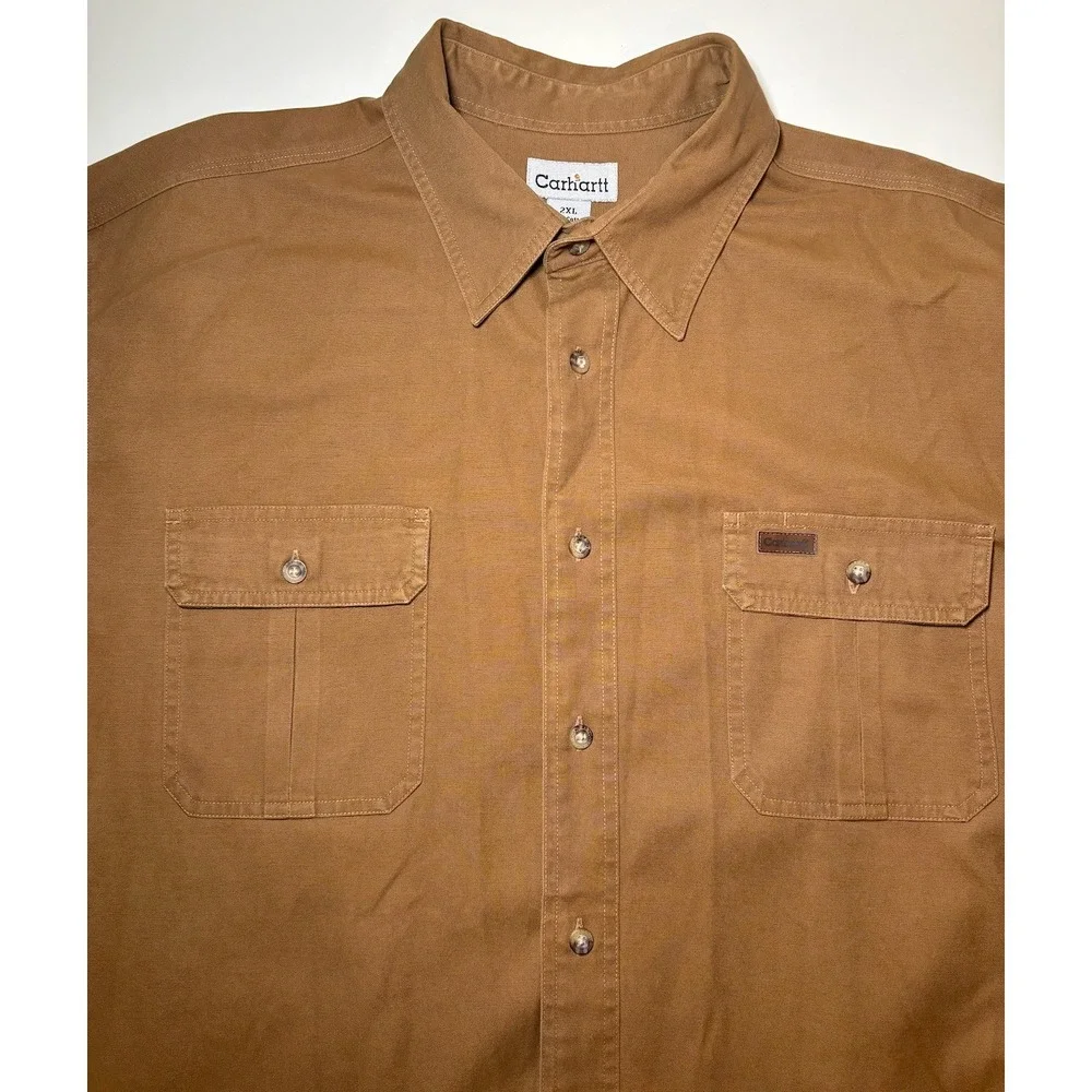 Carhartt Men's Heavy Duty Brown Button Down Shirt Jacket | 2XL